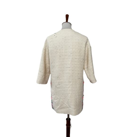 Vilagallo Anthropologie Longline Jacket Cream Textured Made in Spain EUR 38 - Picture 2 of 9
